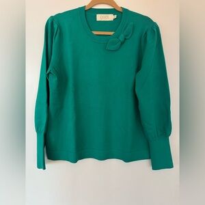 GOAT Joni Bow-Embellished Green Knitted Sweater - Size 12